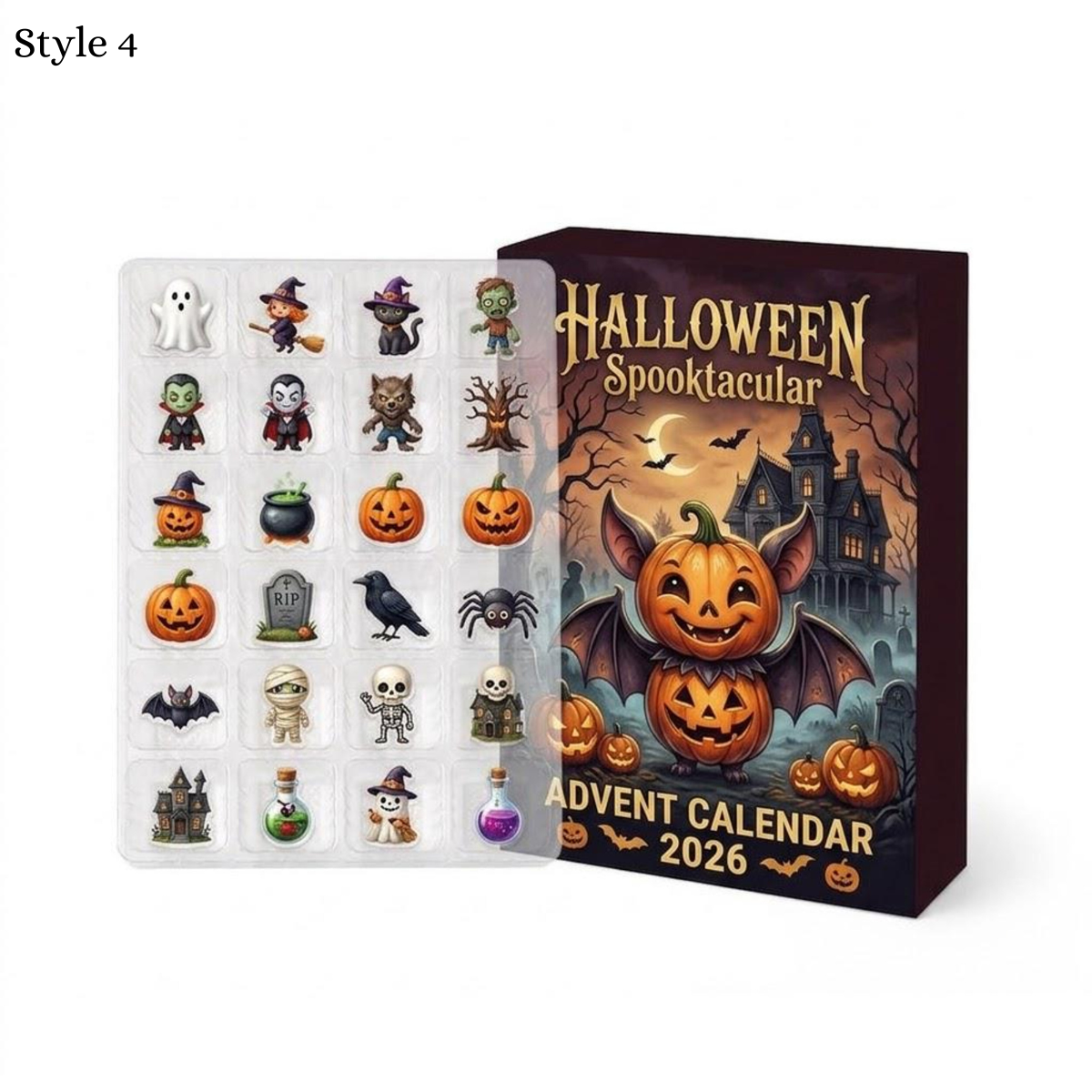 Halloween Advent Calendar 2026, 24-Day Blind Box with Spooky Charms Ornaments, Ghoulish Countdown Surprise Toys for Kids and Adults
