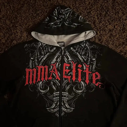 American Gothic Skull Large Zipper Hoodie