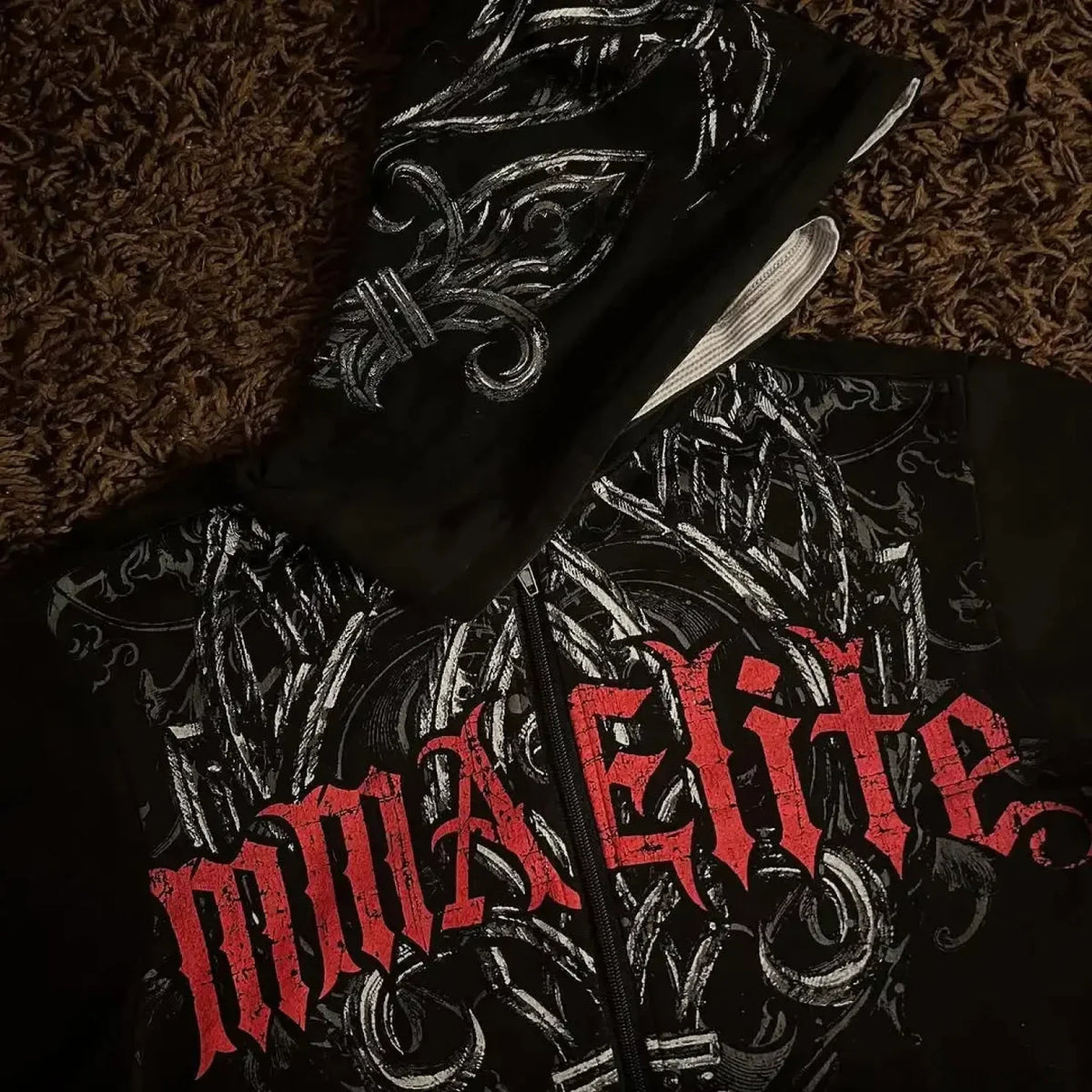 American Gothic Skull Large Zipper Hoodie