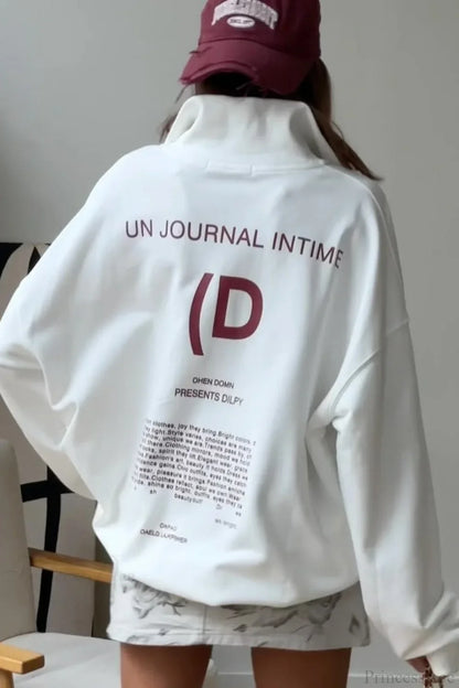 Athletic Color Block Letter Print Casual Sweatshirt