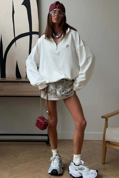 Athletic Color Block Letter Print Casual Sweatshirt