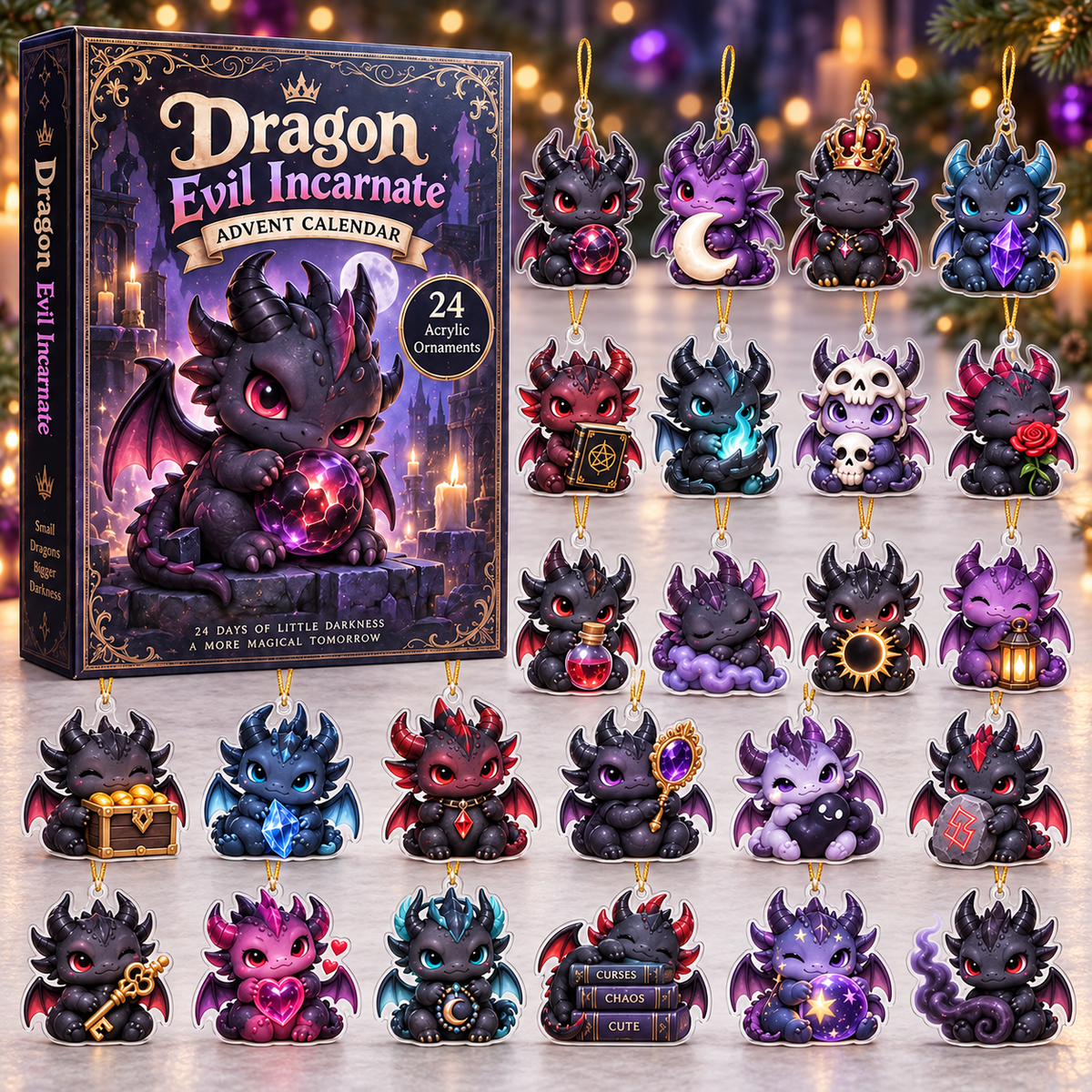 Dragon Evil Incarnate Advent Calendar 2026 - 24-Day Festive Countdown, Acrylic Charms Blind Box - Gift For Kids