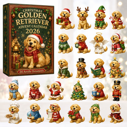 Xmas Golden Retriever Cosplay Advent Calendar 2026 - 24-Day Festive Countdown, Acrylic Charms Blind Box - Gift For Golden Retriever Lovers
