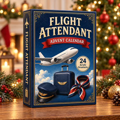 Flight Attendant Advent Calendar 2026 - 24-Day Festive Countdown, Acrylic Charms Blind Box - Gift For Job Lovers