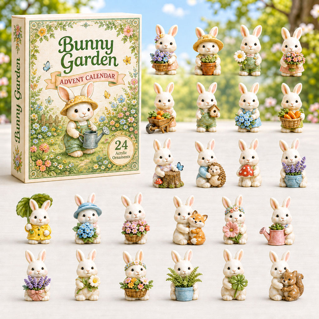 Bunny Garden Advent Calendar 2026 - 24-Day Festive Countdown, Acrylic Charms Blind Box - Gift For Bunny Lovers