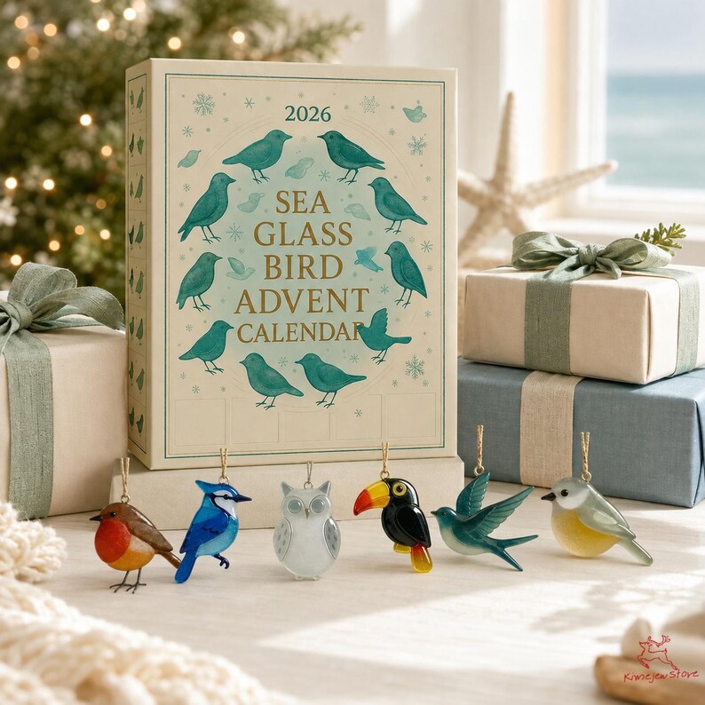 Sea Bird Advent Calendar 2026, 24 Acrylic Ornaments Christmas Countdown Box, Unique Bird Lover Gift