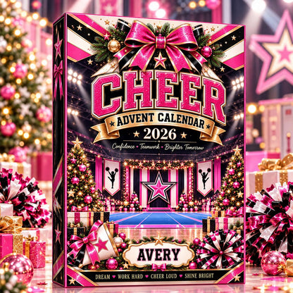 Personalized Cheer Advent Calendar, 24 Day Cheerleading Christmas Countdown with Charms