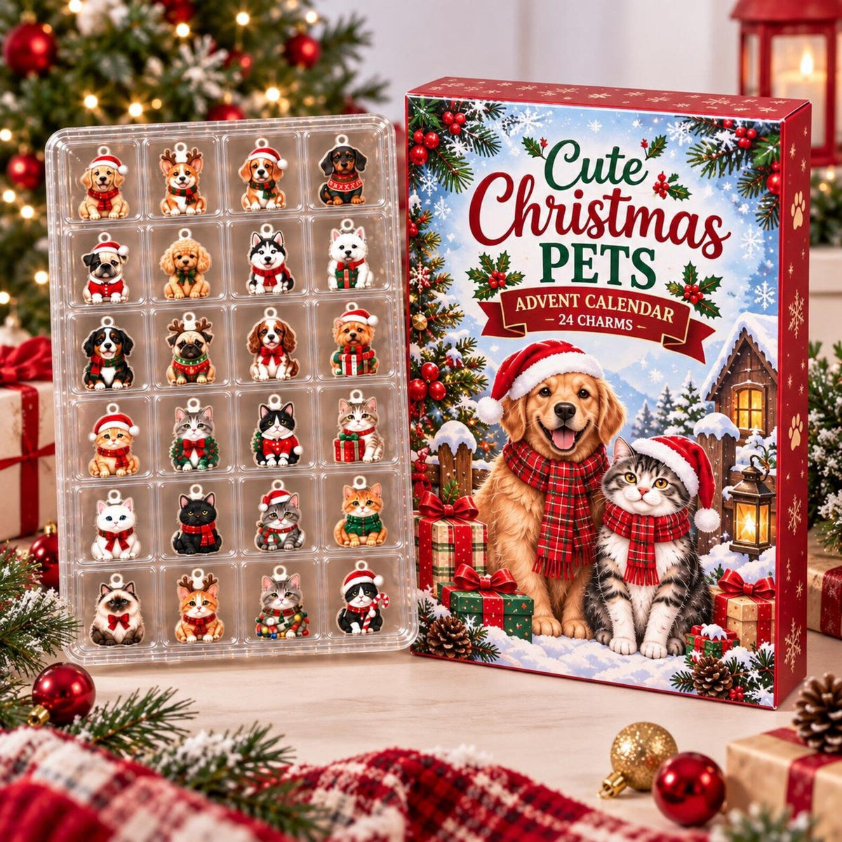 Christmas Pet Advent Calendar 2026, 24 Cute Dog And Cat Charms Countdown Box, Holiday Keepsake Gift For Pet Lovers Kids And Families