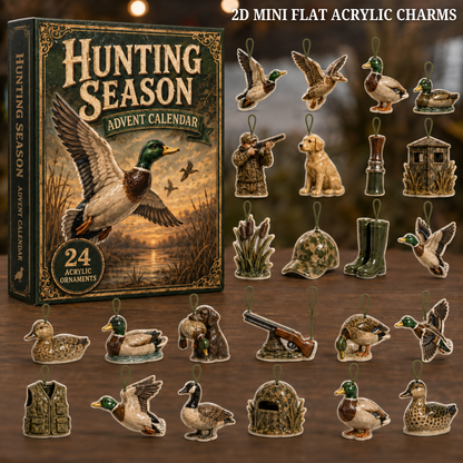 Duck Hunting Season Advent Calendar 2026 - 24-Day Festive Countdown, Acrylic Charms Blind Box - Gift For Hunting Lovers