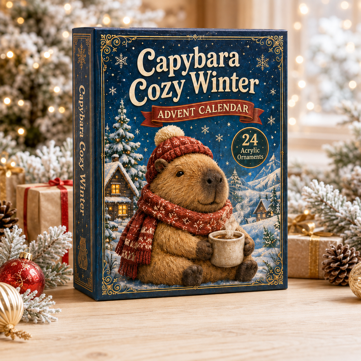 Capybara Cozy Winter Advent Calendar 2026 - 24-Day Festive Countdown, Acrylic Charms Blind Box - Gift For Capybara Lovers