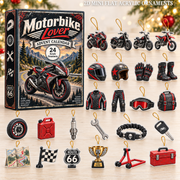 Motorbike Lover Advent Calendar 2026 - 24-Day Festive Countdown, Acrylic Charms Blind Box - Gift For Outdoor Hobby Lovers
