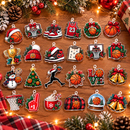 Basketball Christmas Advent Calendar Personalized, Custom Basketball Blind Box, 24 Day Christmas Countdown with Basketball Ornament Set