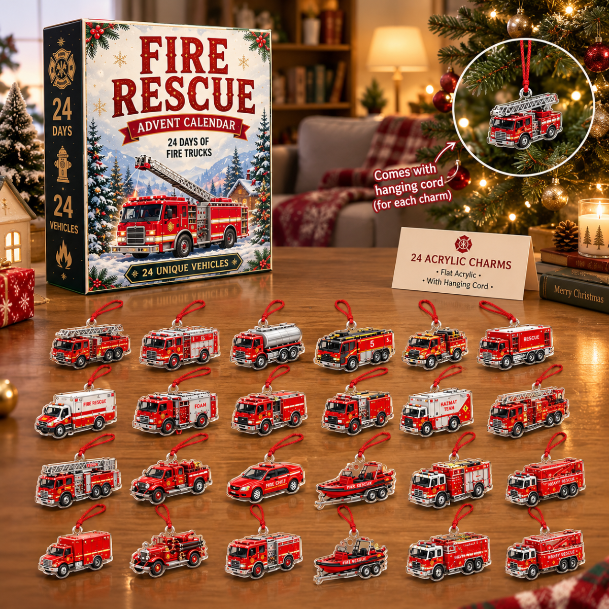 2026 Fire & Rescue Advent Calendar – 24-Day Fire Truck & Rescue Vehicle Countdown, Action-Packed Firefighter Christmas Gift and Holiday Surprise for Kids