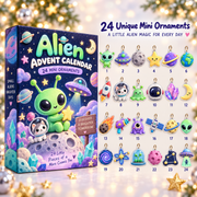 Alien Advent Calendar 2026 – 24 Mini Space Ornaments with Hanging Strings, Cute Alien UFO Planet Charms, Christmas Countdown Gift for Kids & Space Lovers
