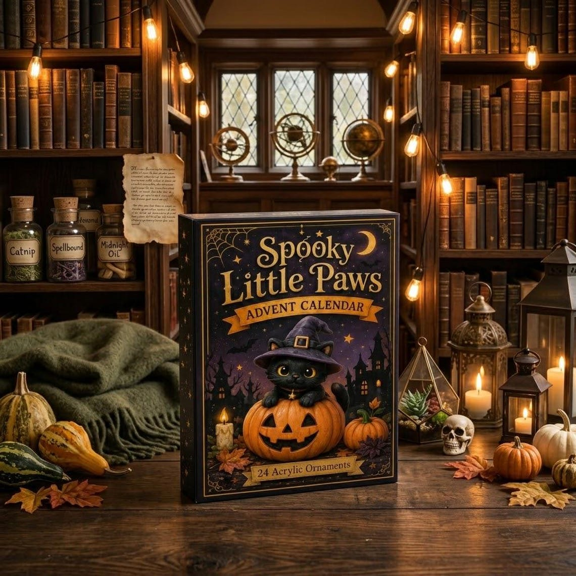 Black Cat Halloween Advent Calendar 2026, 24 Day Spooky Countdown Box, Gift For Black Cat Mom
