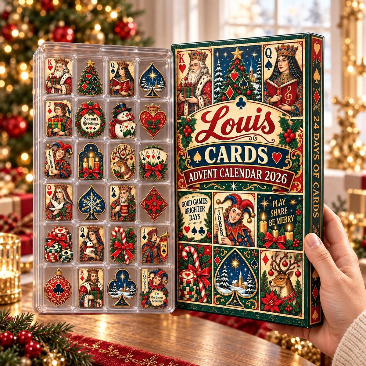 Personalized Playing Cards Advent Calendar: Custom Name 24 Day Christmas Countdown Box