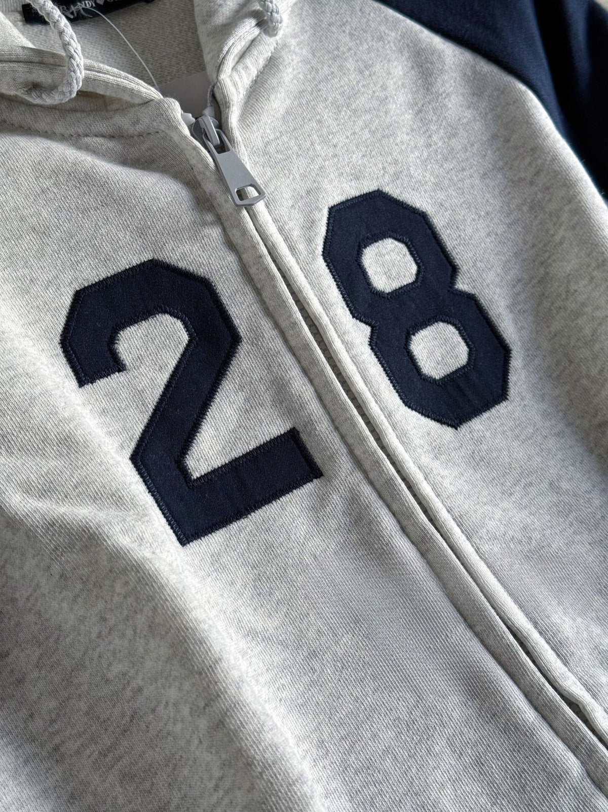 Colorblock Number Applique Hoodie