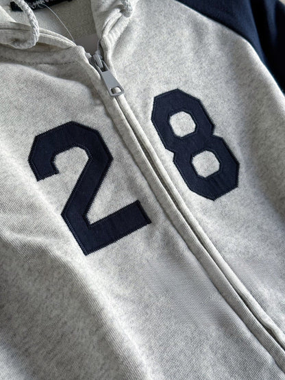 Colorblock Number Applique Hoodie