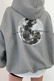 Moon Print Oversize Pullover Hoodie