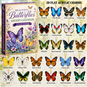 Beautiful Butterflies Advent Calendar 2026 - 24-Day Festive Countdown, Acrylic Charms Blind Box - Gift For Butterfly Lovers