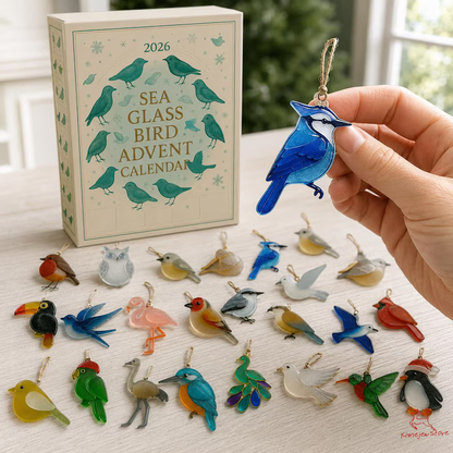 Sea Bird Advent Calendar 2026, 24 Acrylic Ornaments Christmas Countdown Box, Unique Bird Lover Gift