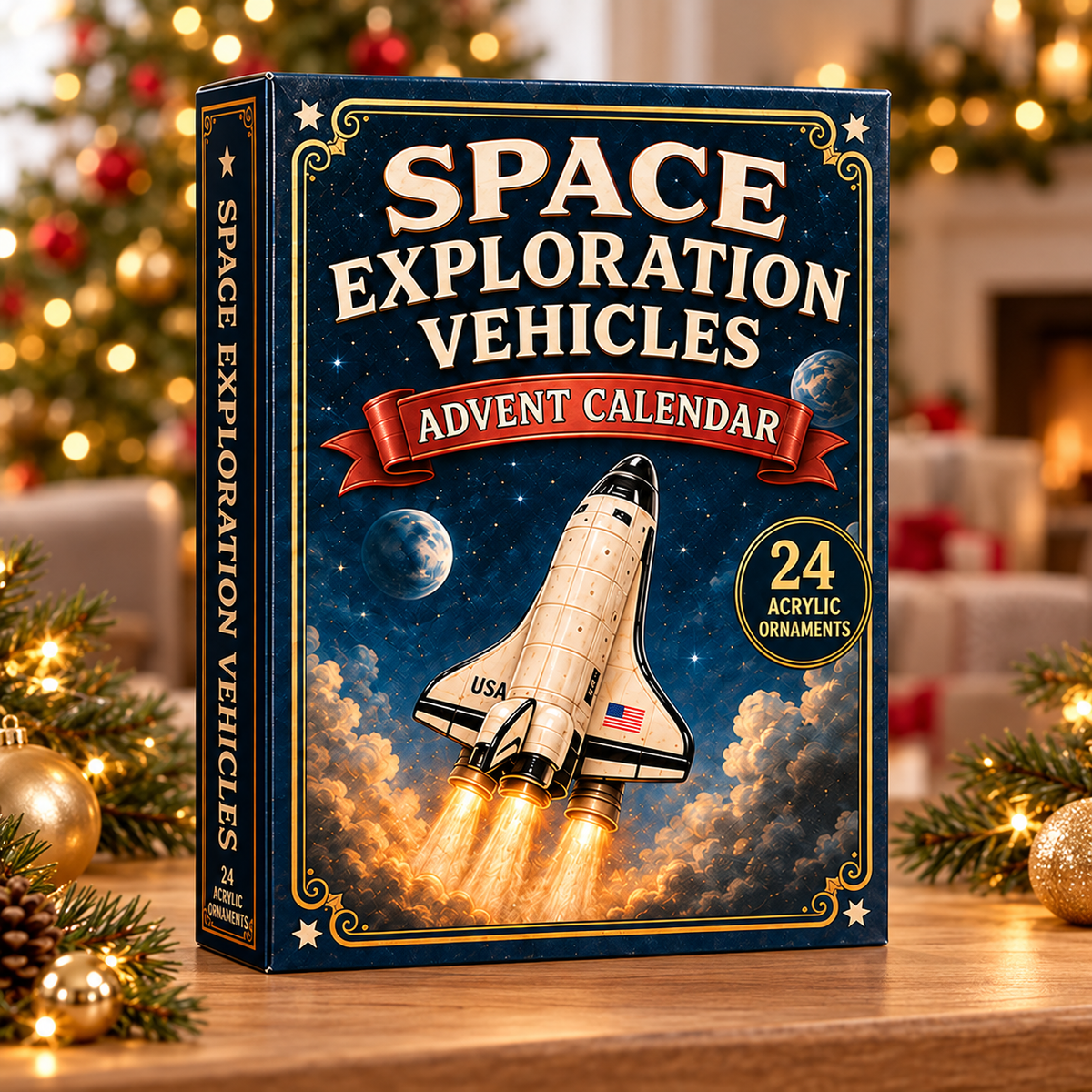 Space Exploration Vehicles Advent Calendar 2026 - 24-Day Festive Countdown, Acrylic Charms Blind Box - Gift For Vehicle Lovers