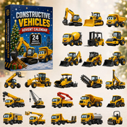 Constructive Vehicles Advent Calendar 2026 - 24-Day Festive Countdown, Acrylic Charms Blind Box