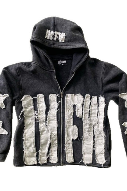 Star Patch Zip Hoodie