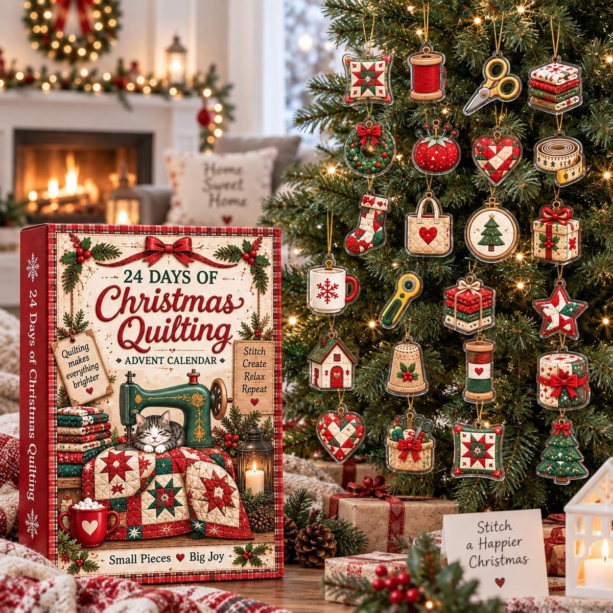 24 Days Of Christmas Quilting Advent Calendar, Crafter Sewing Tree Ornaments Gift 2026