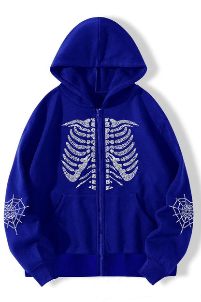 Skeleton Graphic Zip Hoodie