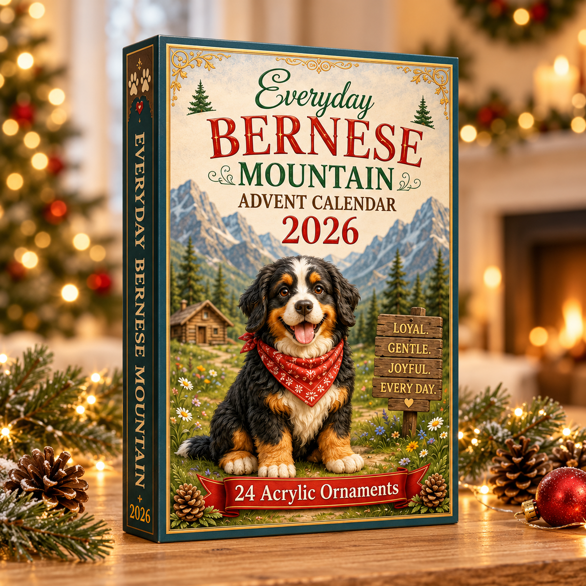 Everyday Bernese Mountain Advent Calendar 2026 - 24-Day Festive Countdown, Acrylic Charms Blind Box - Gift For Bernese Mountain Dog Lovers