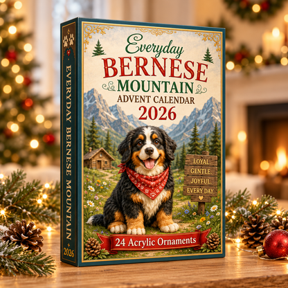 Everyday Bernese Mountain Advent Calendar 2026 - 24-Day Festive Countdown, Acrylic Charms Blind Box - Gift For Bernese Mountain Dog Lovers