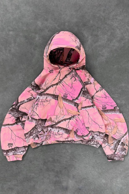 Y2K Retro Camo Print Zip Up Hoodie