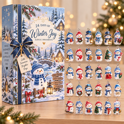 24-Day Snowman Advent Calendar, Acrylic Christmas Countdown Ornaments, Gift For Kid