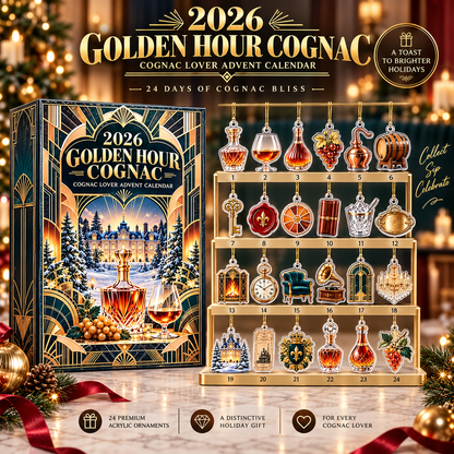 2026 Golden Hour Cognac Lover Advent Calendar, Luxury Whiskey Countdown, Christmas Holiday Gift For Men, Unique Bar Decor