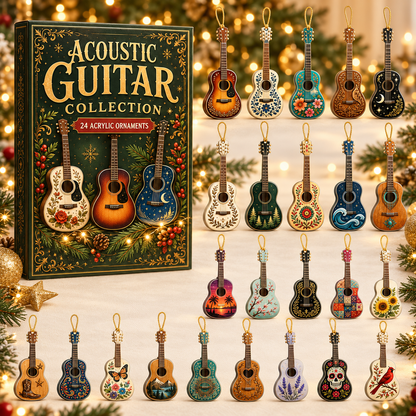 Acoustic Guitar Advent Calendar 2026 - 24-Day Festive Countdown, Acrylic Charms Blind Box - Gift For Guitar Lovers