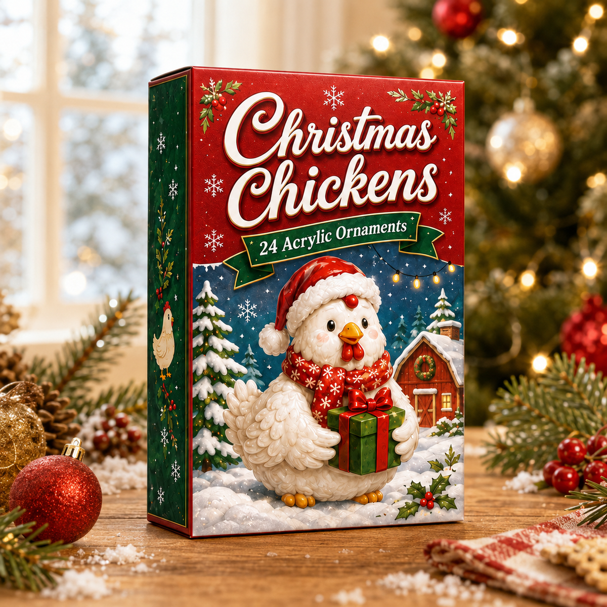 Christmas Chickens Advent Calendar 2026 - 24-Day Festive Countdown, Acrylic Charms Blind Box - Gift For Farmers, Chicken Lovers
