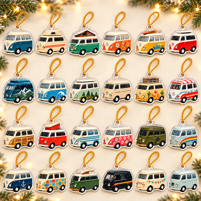 Classic Campervan Life Advent Calendar 2026 - 24-Day Festive Countdown, Acrylic Charms Blind Box - Gift For Campervan Lovers