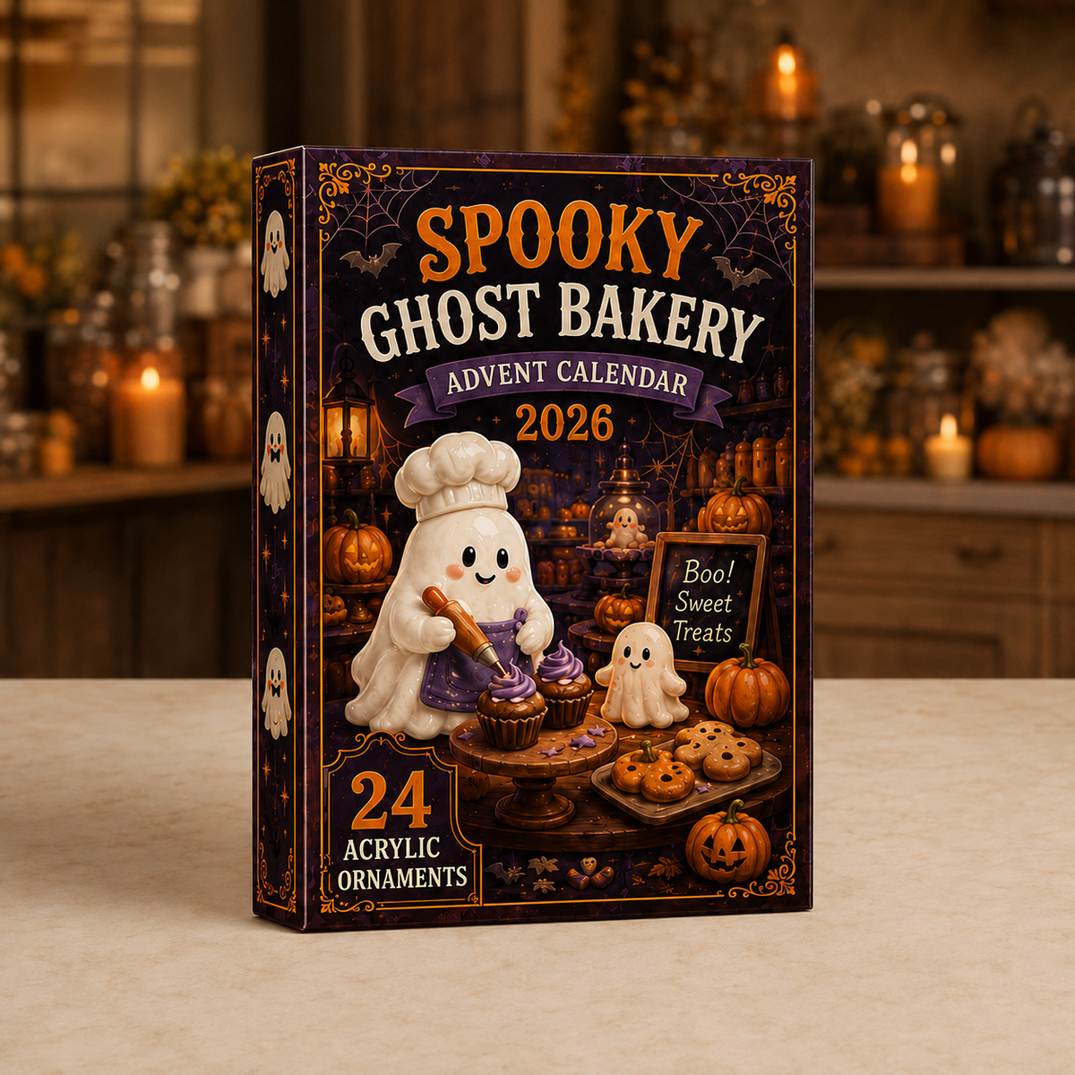 Spooky Ghost Bakery Advent Calendar 2026 - 24-Day Festive Countdown, Acrylic Charms Blind Box - Gift For Family & Friends