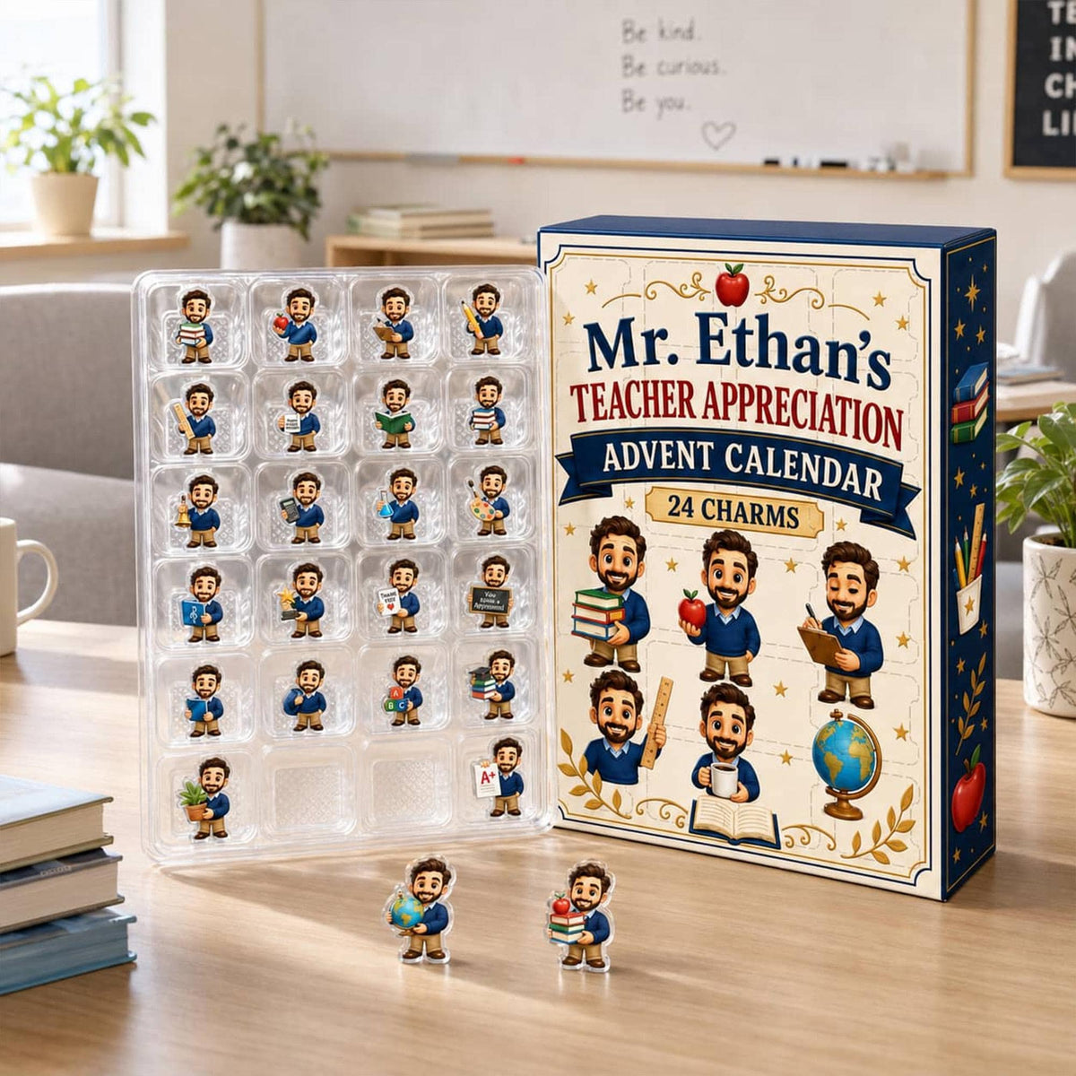 Personalized Teacher Advent Calendar: Custom Photo Blind Box, 24 Charms