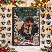 Personalized Engagement Advent Calendar with 24 Custom Photo Acrylic Ornaments, First Christmas Engaged Gift, Couple Keepsake for Fiancée