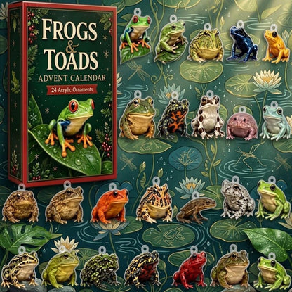 Frog and Toad Advent Calendar 2026, 24Pcs Frog Christmas Tree Ornaments, Xmas Countdown Calendar, Cute Toad Holiday Decor, Frog Lover Gift