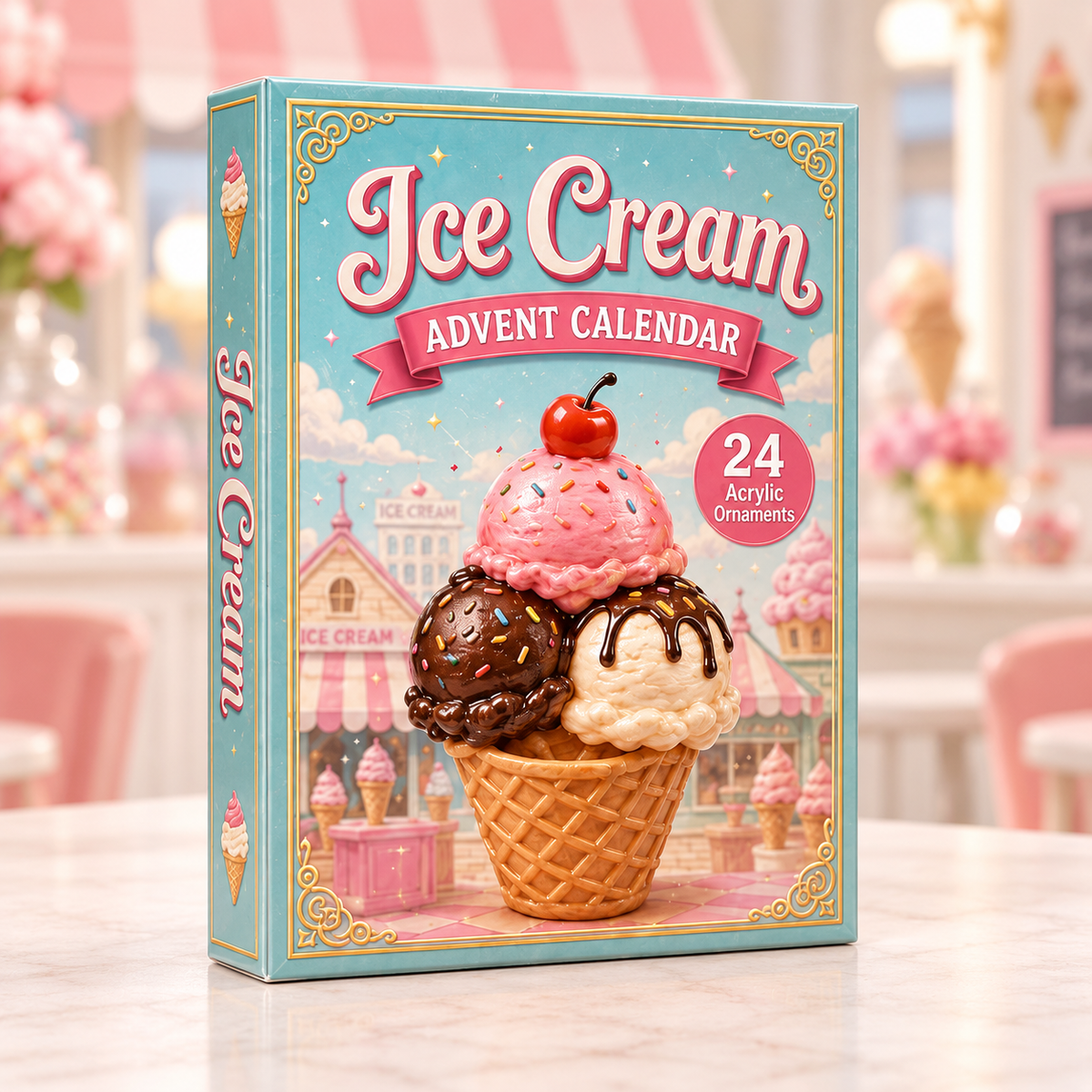 Ice Cream Sweet Treat Advent Calendar 2026 - 24-Day Festive Countdown, Acrylic Charms Blind Box - Gift For Dessert Lovers