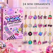Y2K Advent Calendar 2026, 24 Mini Retro Ornaments - 2000s Fashion Charms, Cute Christmas Countdown Gift