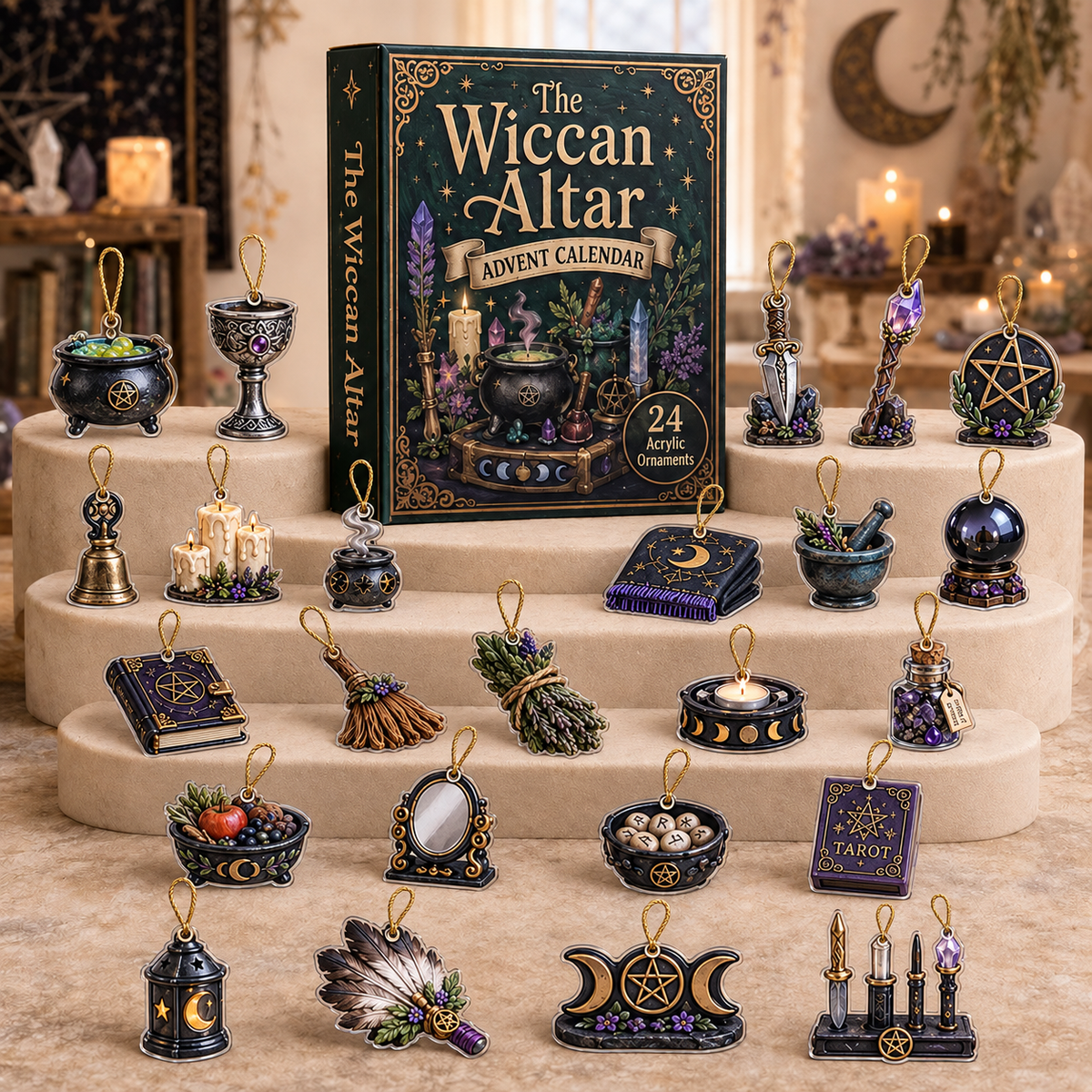 The Wiccan Altar Advent Calendar 2026 - 24-Day Festive Countdown, Acrylic Charms Blind Box - Gift For Witching Lovers
