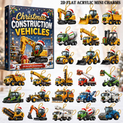 Christmas Construction Vehicles Advent Calendar 2026 - 24-Day Festive Countdown, Acrylic Charms Blind Box - Gift For Kids, Family & Friends