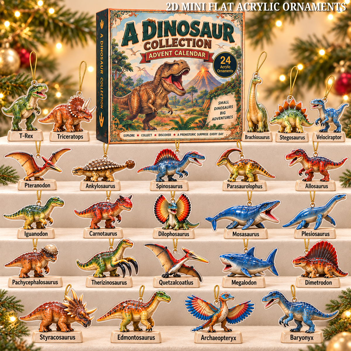 A Dinosaur Collection Advent Calendar 2026 - 24-Day Festive Countdown, Acrylic Charms Blind Box - Gift For Dinosaurs Lovers
