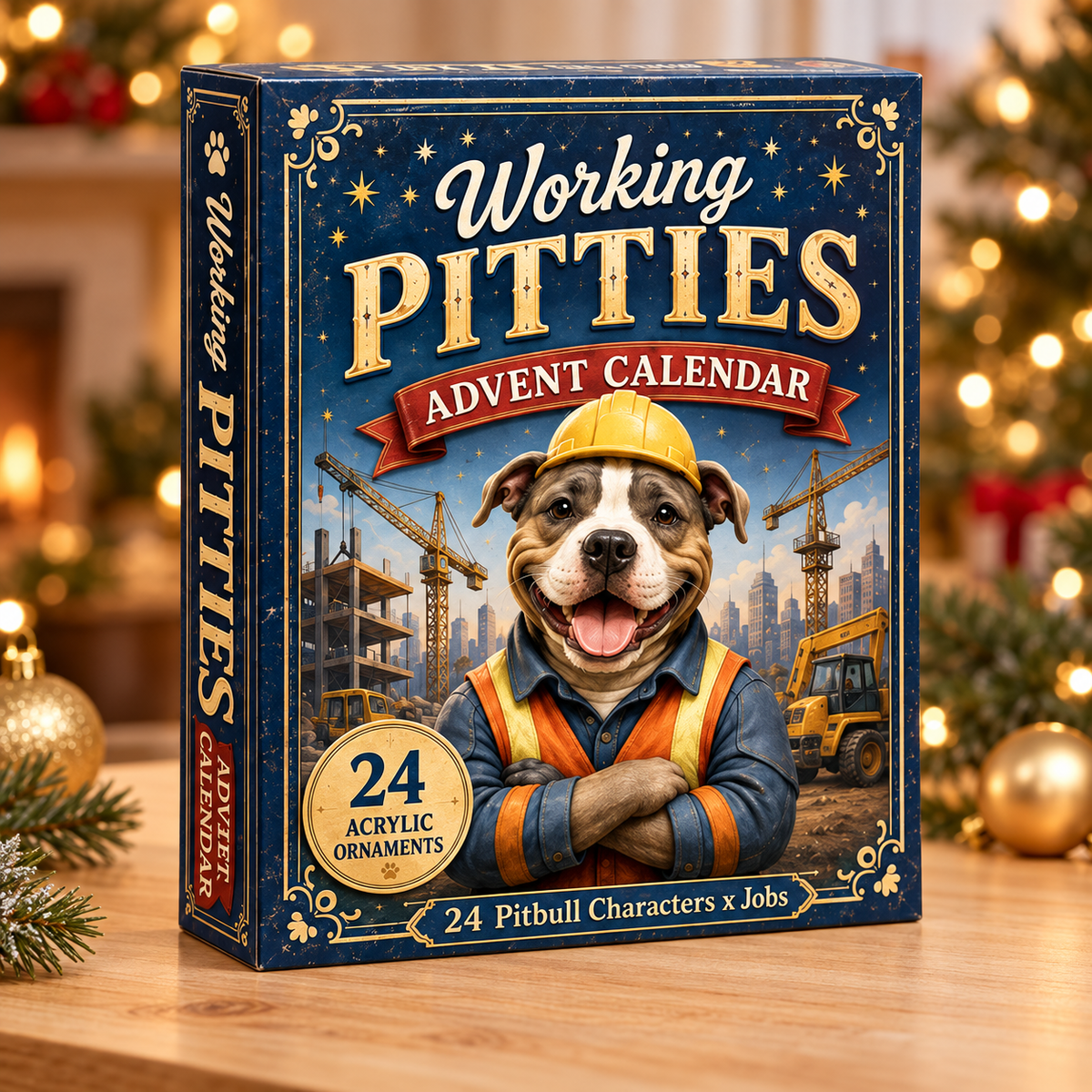 Working Pitties Advent Calendar 2026 - 24-Day Festive Countdown, Acrylic Charms Blind Box - Gift For Pitbull Lovers