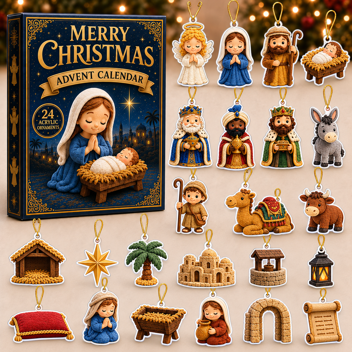 Holy Night Advent Calendar 2026 - 24-Day Festive Countdown, Acrylic Charms Blind Box - Gift For Religious Collectors