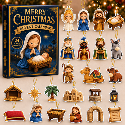 Holy Night Advent Calendar 2026 - 24-Day Festive Countdown, Acrylic Charms Blind Box - Gift For Religious Collectors